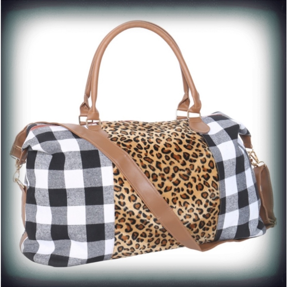 NWT Animal Print & Buffalo Plaid Travel/Weekend Bag